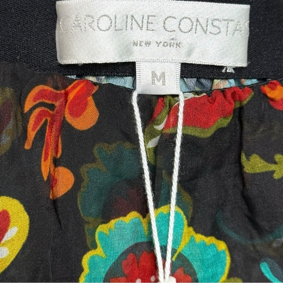 NWT CAROLINE CONSTAS Adelle Silk Asymmetric Floral Maxi Skirt Size Medium Black - Picture 7 of 10